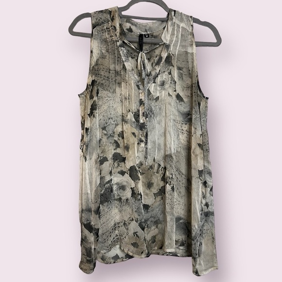 Bellatrix Tops - Bellatrix Sheer White and Black Rose Blouse Medium